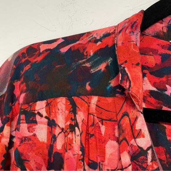 Soft Surroundings Red Blue Abstract Floral Print Boho Blouse Womens Xs Fall Top - Picture 3 of 8